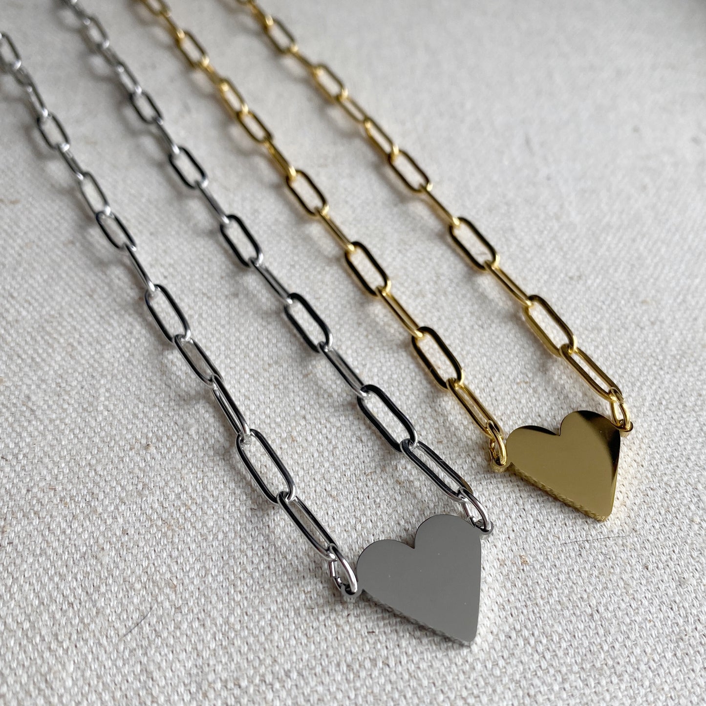 Waterproof Stainless Steel Heart Necklace Silver or Gold Water Safe Jewelry