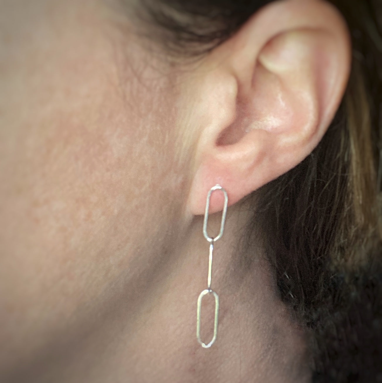 Silver Paperclip Earrings Sterling Silver