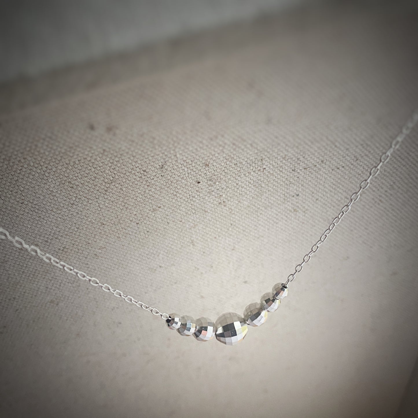 Sterling Silver Faceted Beads Sparkly Necklace