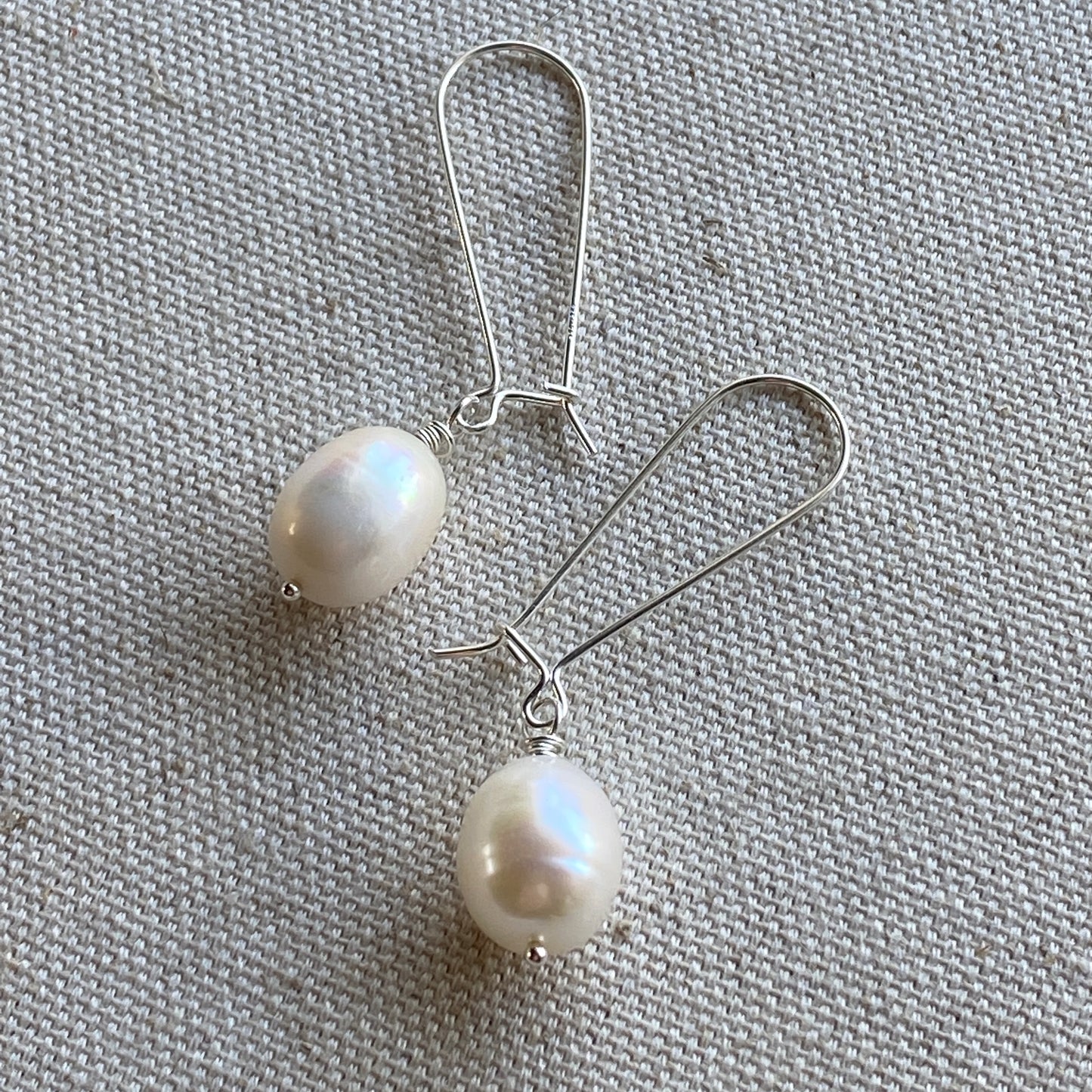 Large Pearl Sterling Silver Earrings