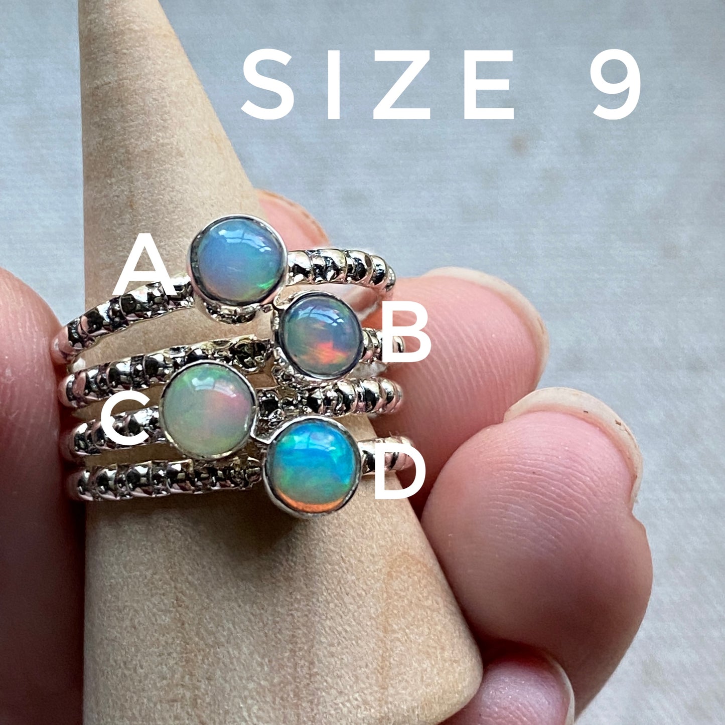 Opal Stacking Ring 5mm Natural Opal + Sterling Silver Rings