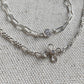 Silver Figaro Chain Bracelet Daisy Flower Station Link Sterling Silver