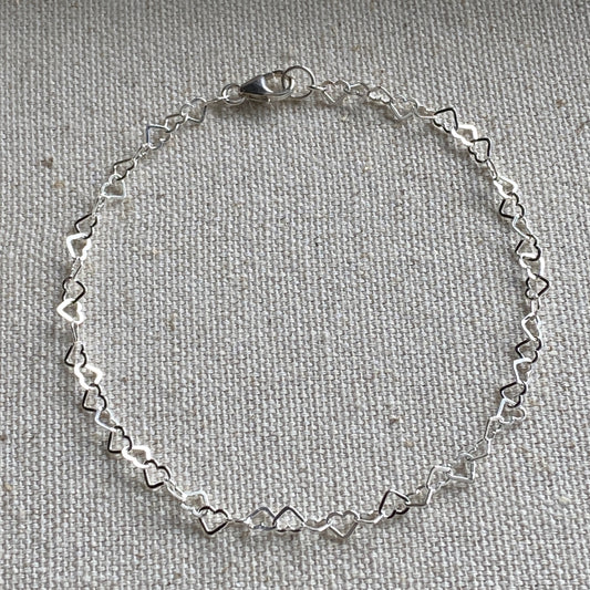 Heart Bracelet Sterling Silver Heart Link Layering Jewelry