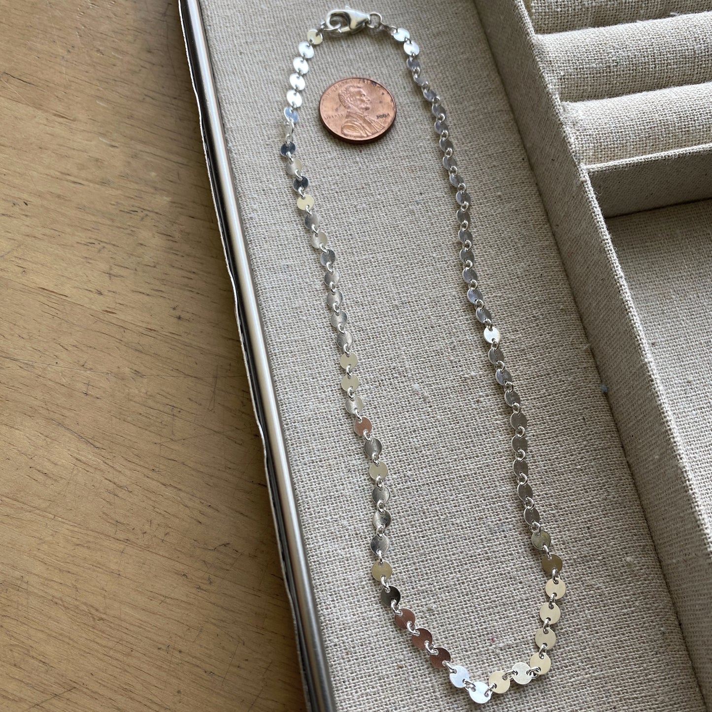 Sterling Silver Sequin Coin Disc Necklace