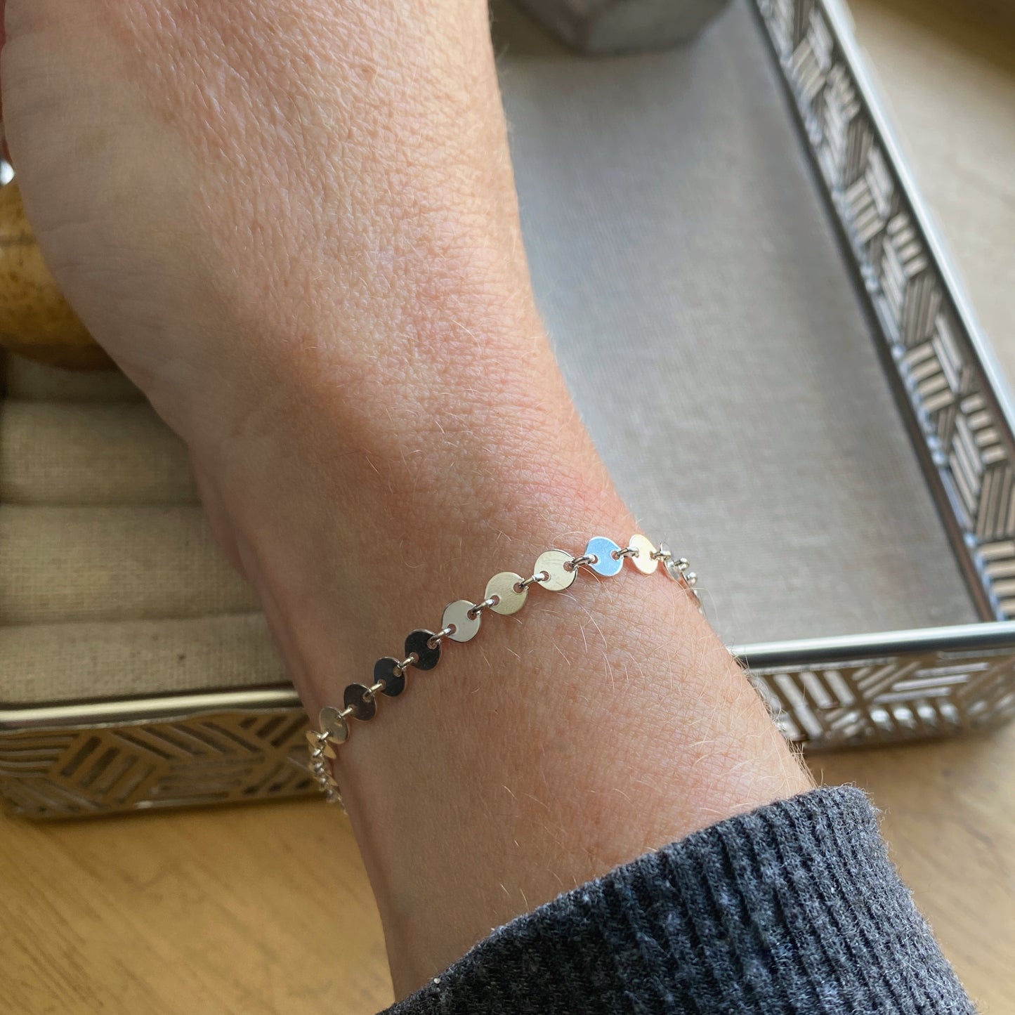 Sterling Silver Sequin Coin Bracelet