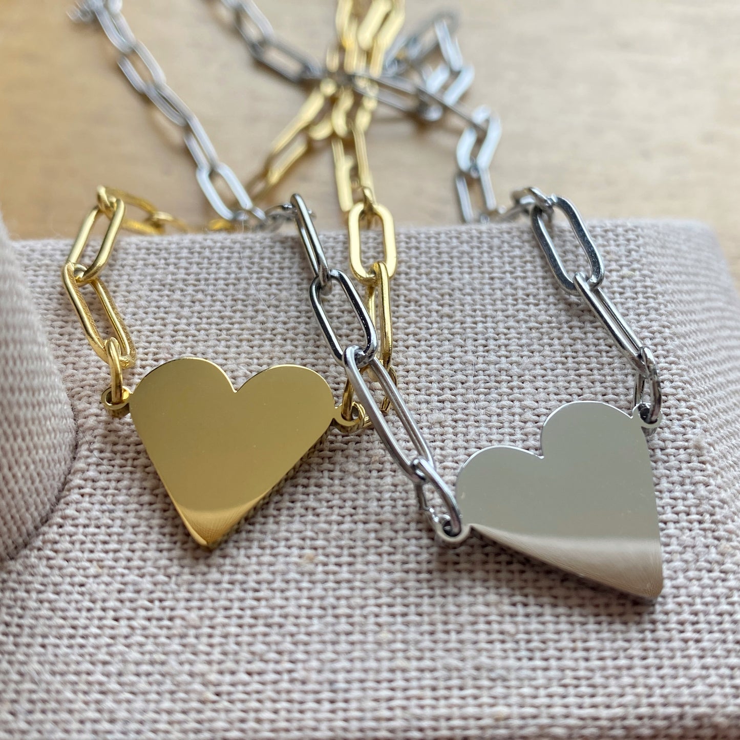 Waterproof Stainless Steel Heart Necklace Silver or Gold Water Safe Jewelry