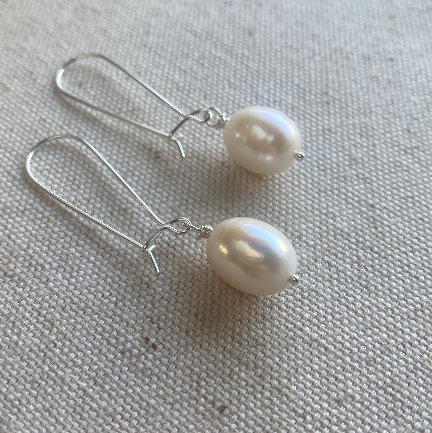 Large Pearl Sterling Silver Earrings