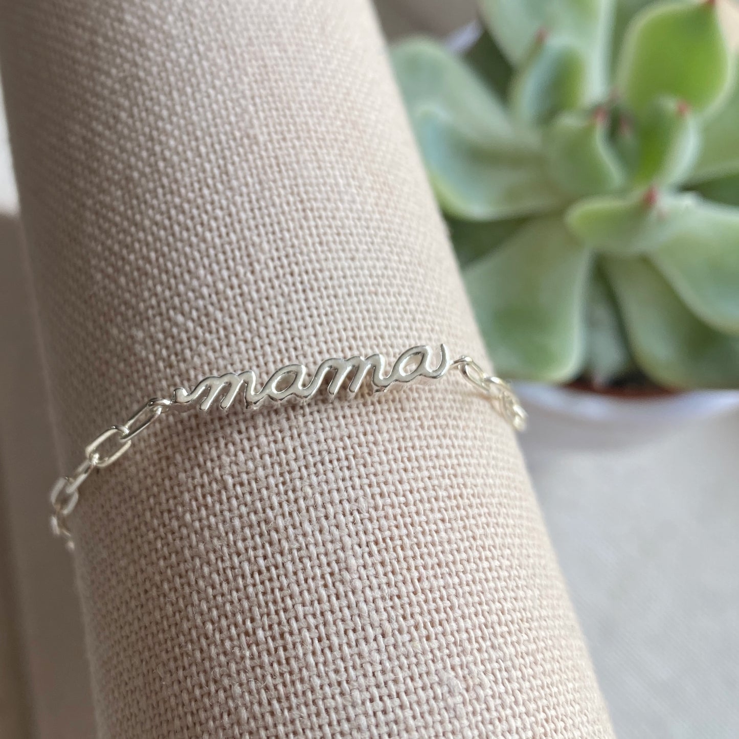 Mama Sterling Silver Bracelet Paperclip Chain Mother’s Day Gift for Mom