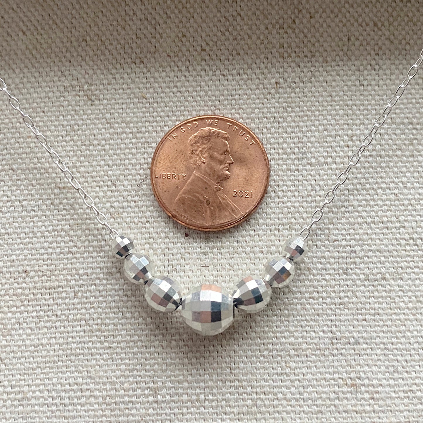 Sterling Silver Faceted Beads Sparkly Necklace