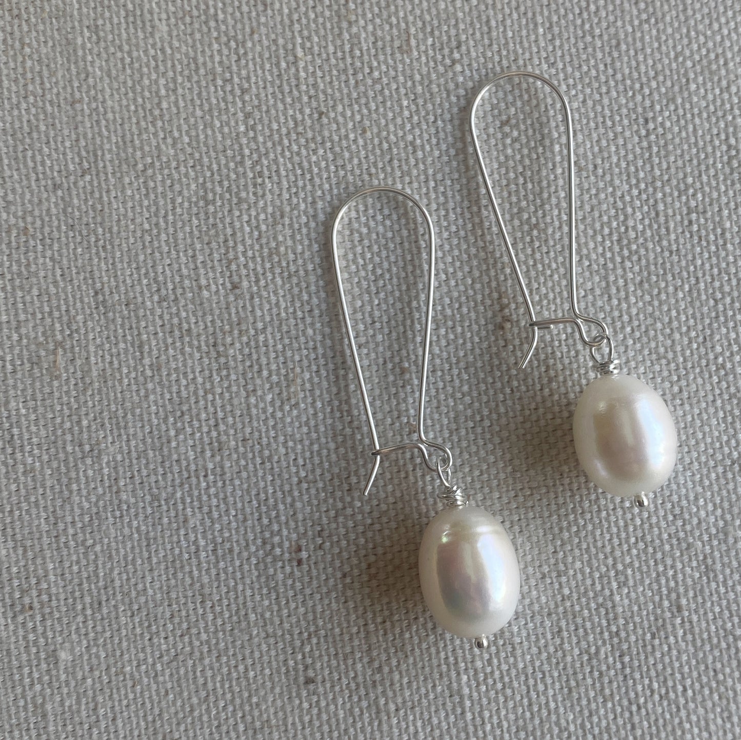 Large Pearl Sterling Silver Earrings