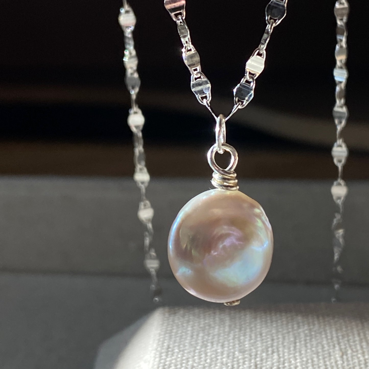 Coin Pearl Necklace Sterling Silver Layering Jewelry