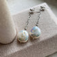 Coin Pearl Stud Dangle Earrings Natural Freshwater White Pearls