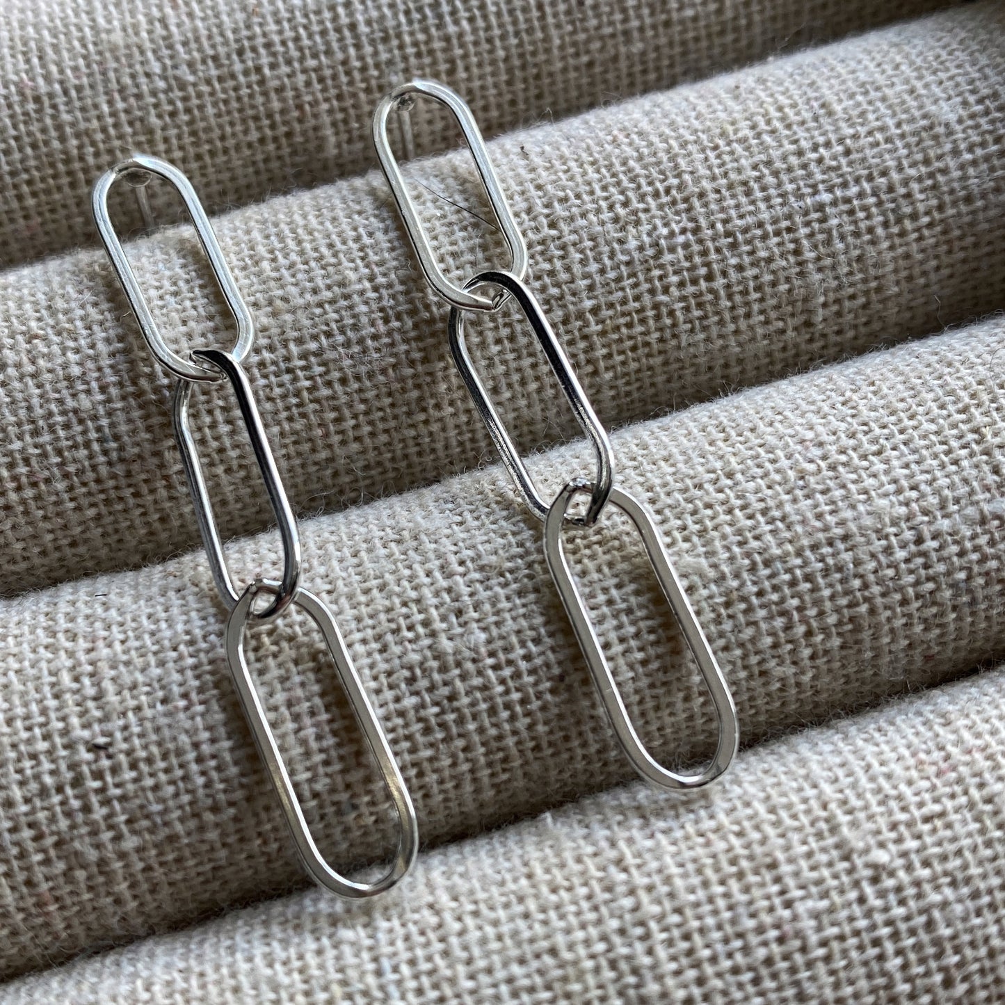 Silver Paperclip Earrings Sterling Silver