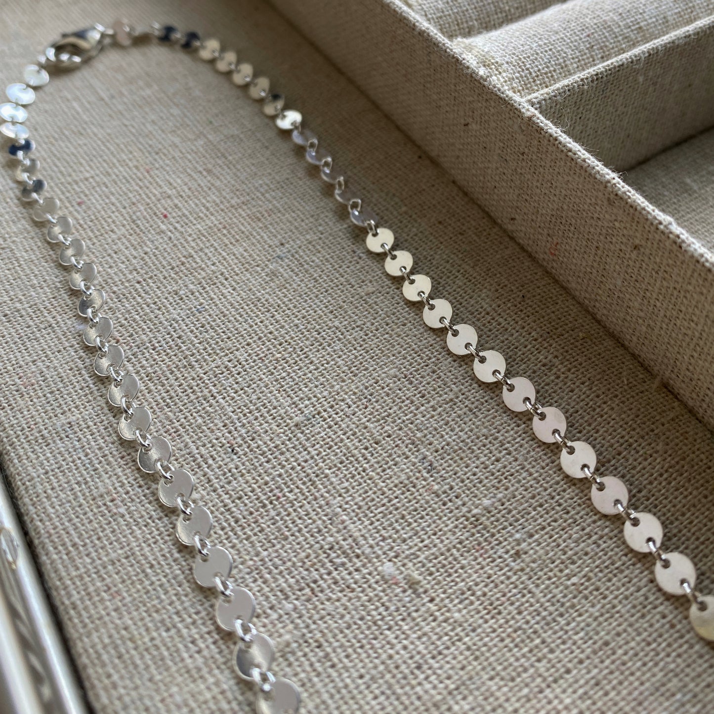 Sterling Silver Sequin Coin Disc Necklace