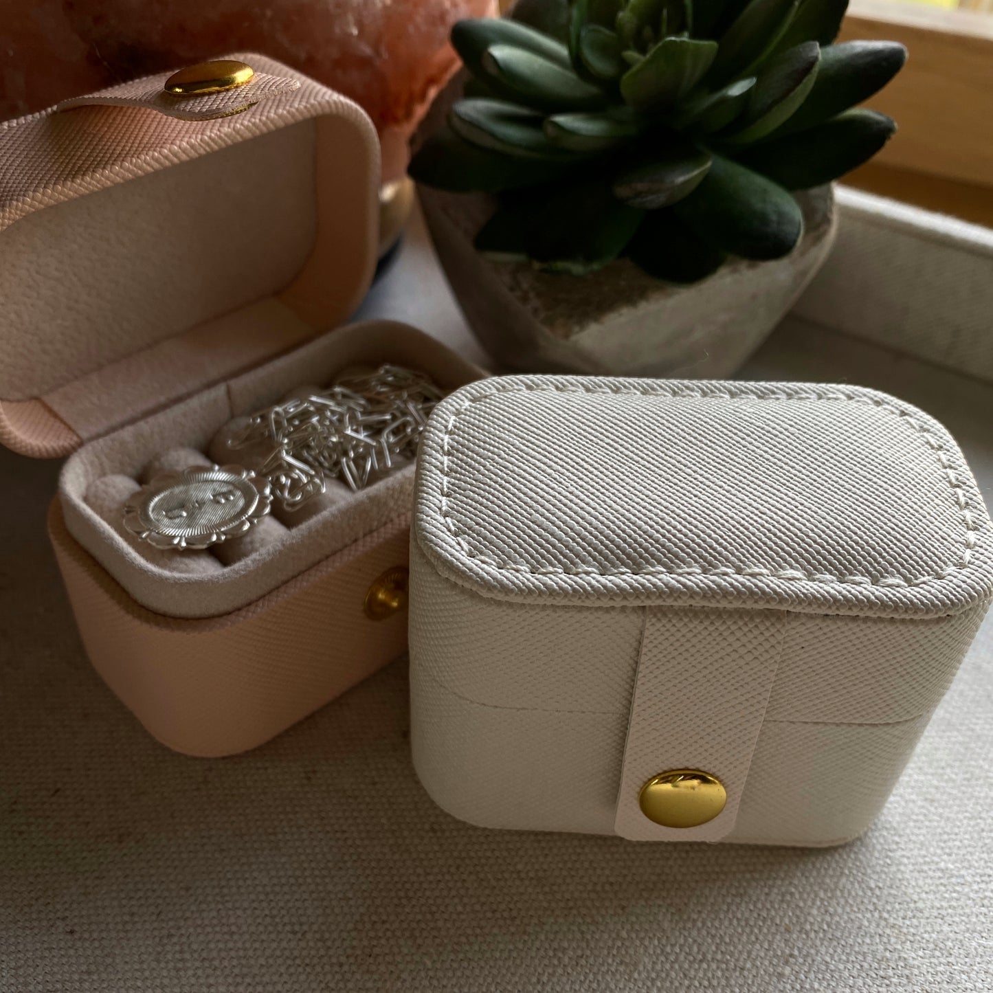 Purse Jewelry Organizer Tiny Travel Jewelry Box Blush or Ivory Organization