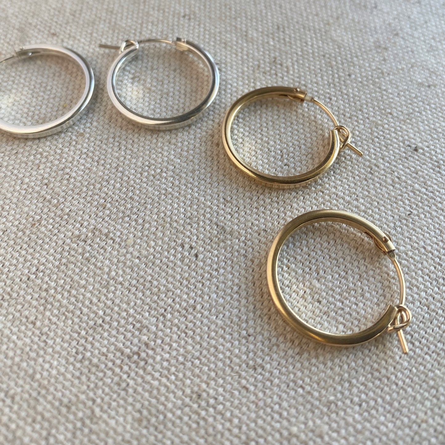 Large Hoop Earrings Silver or Gold Square Wire Click Hoop Everyday Jewelry