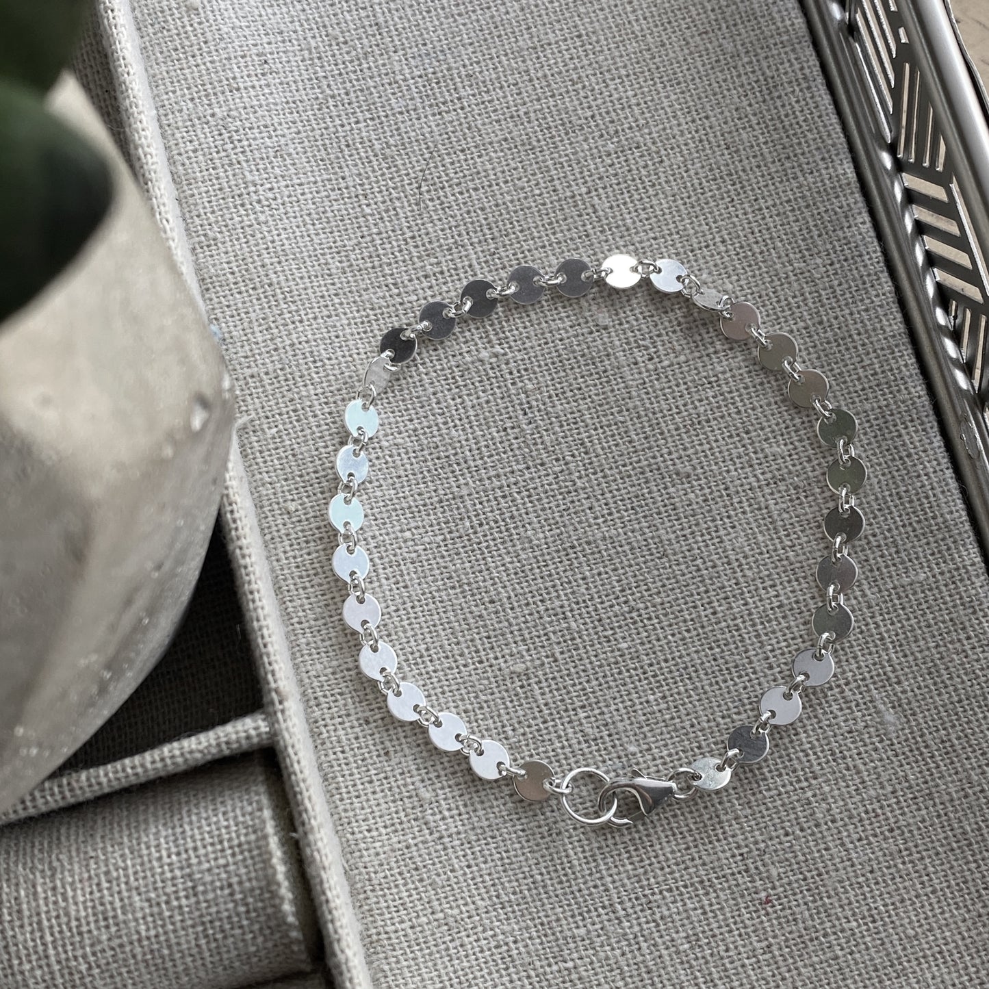 Sterling Silver Sequin Coin Bracelet