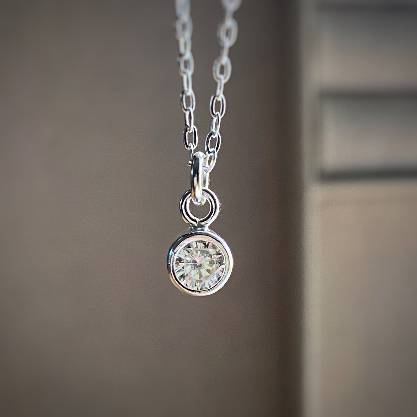 Dainty CZ Bezel Set Sterling Silver Necklace