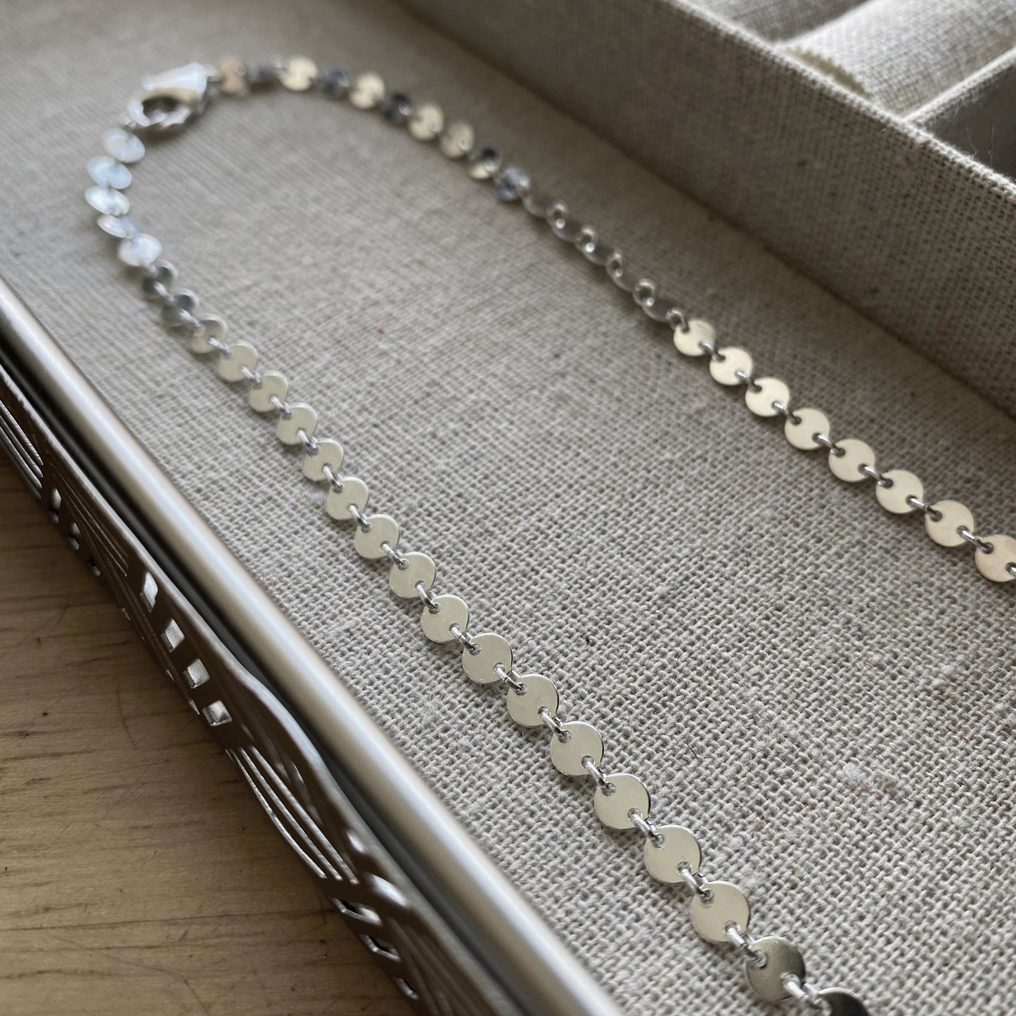 Sterling Silver Sequin Coin Disc Necklace