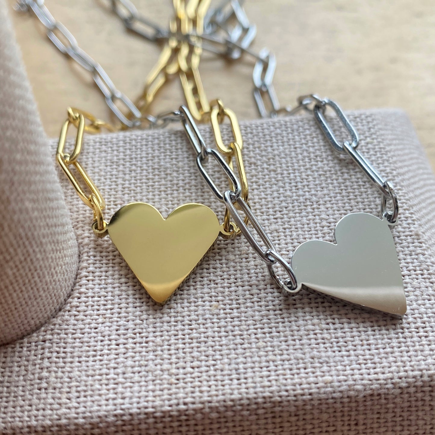 Waterproof Stainless Steel Heart Necklace Silver or Gold Water Safe Jewelry