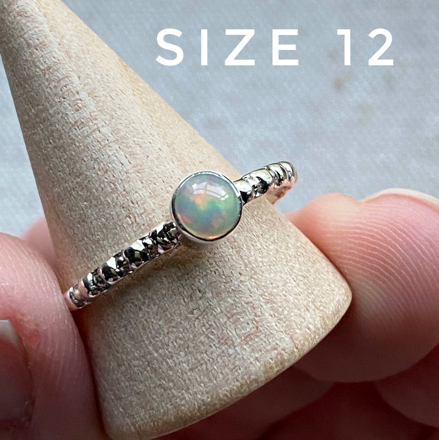 Opal Stacking Ring 5mm Natural Opal + Sterling Silver Rings