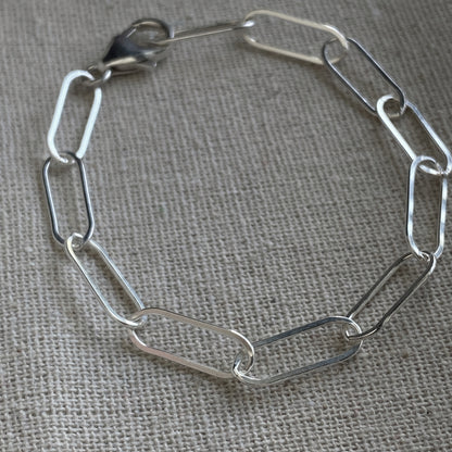 Silver or Gold Paperclip Chain Bracelet Large Link Sterling Silver or 14k Gold Filled