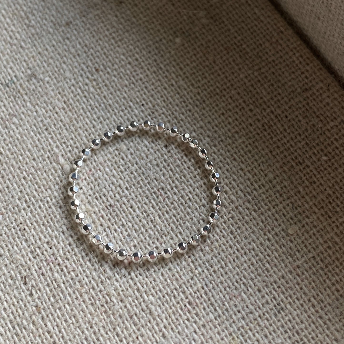 Chain Ring Dainty Faceted Ball Flexible Everyday Ring