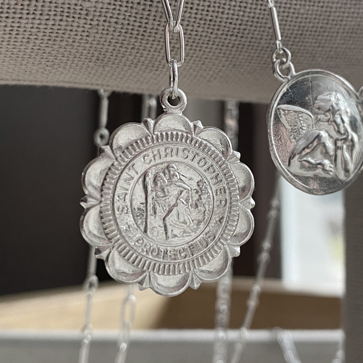 St. Christoper Medal Necklace Silver Faith Protection Gift