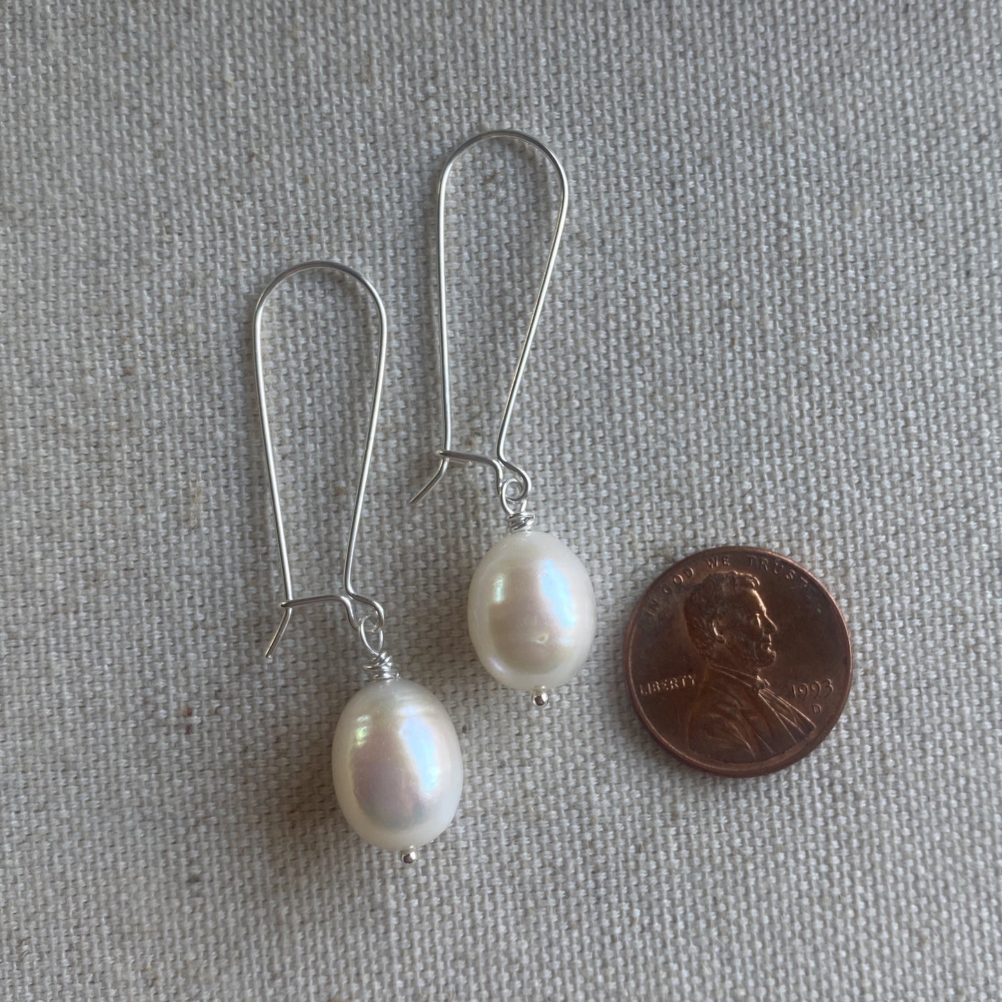 Large Pearl Sterling Silver Earrings