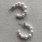 Pearl Hoop Earrings Cultured Freshwater Sterling Silver Graduated Pearl Open Hoops