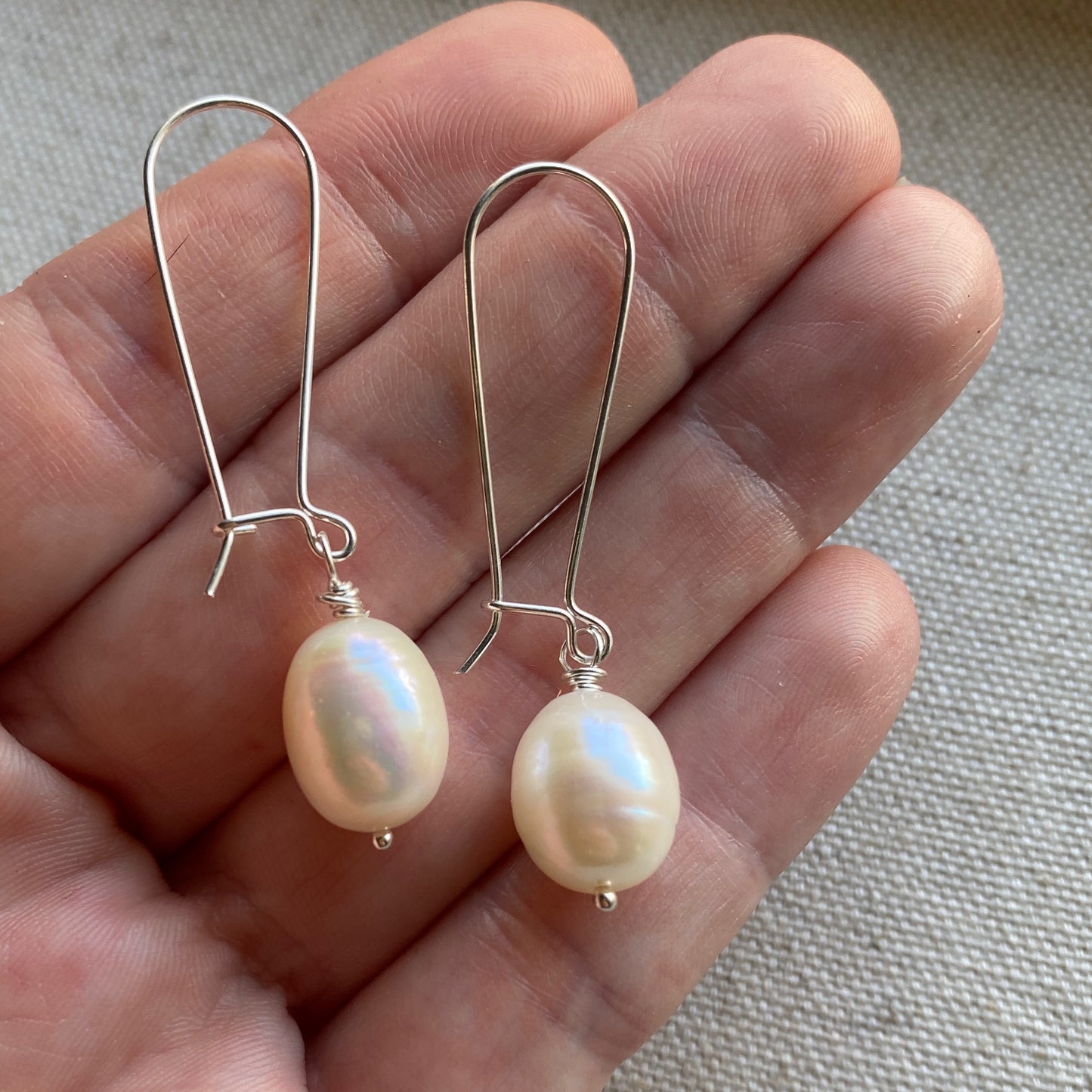 Large Pearl Sterling Silver Earrings