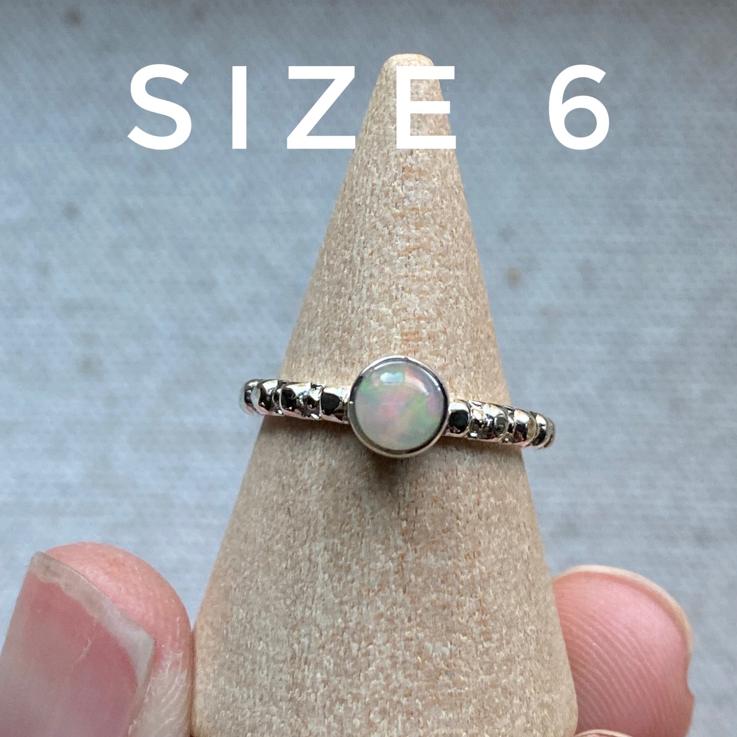 Opal Stacking Ring 5mm Natural Opal + Sterling Silver Rings