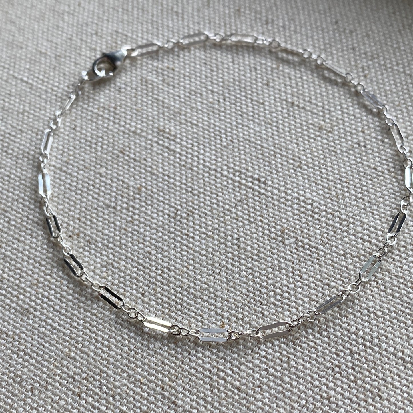 Sparkly Sequin Chain Bracelet Dainty Sterling Silver