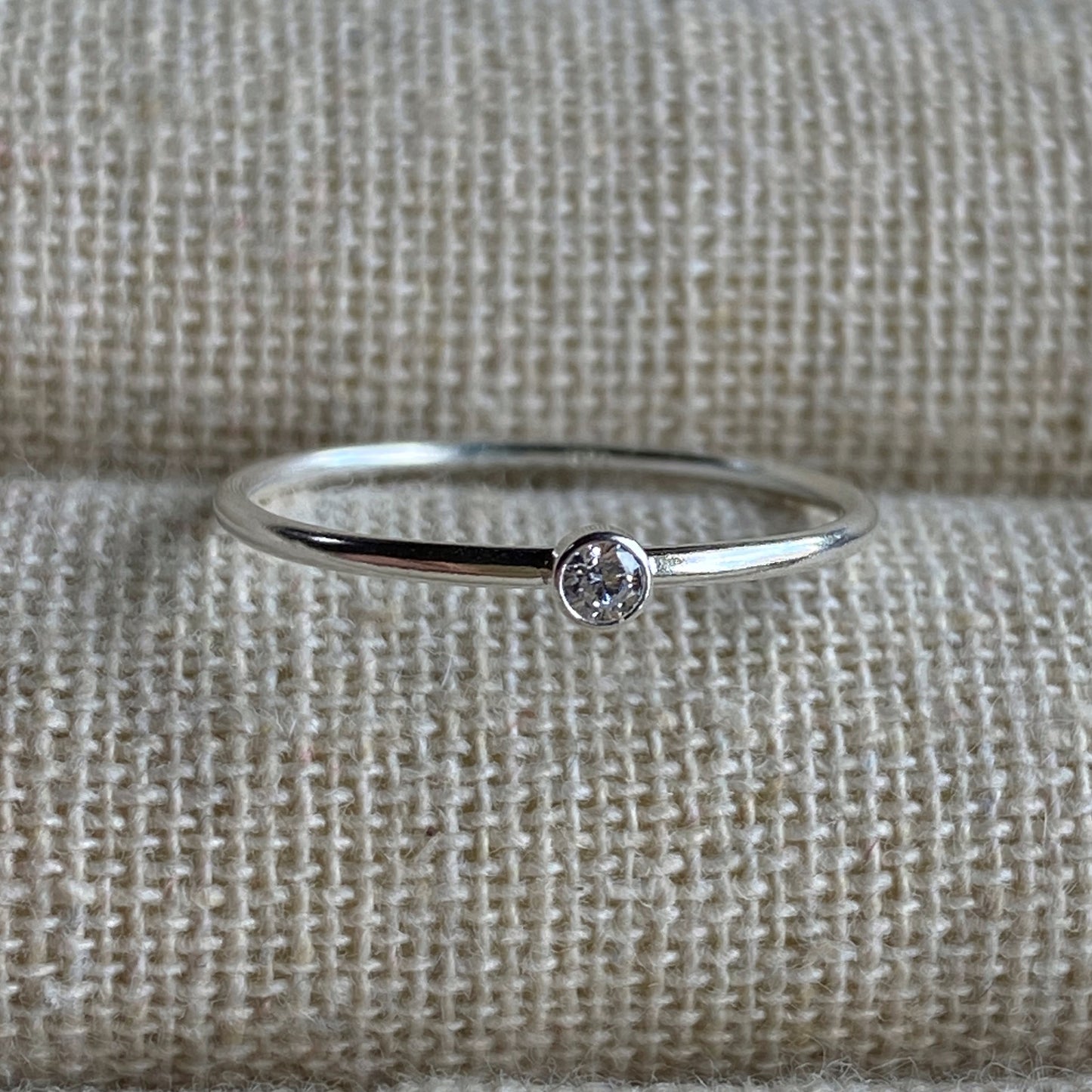 Tiny CZ Stacking Ring 2mm Clear Dainty Everyday Ring