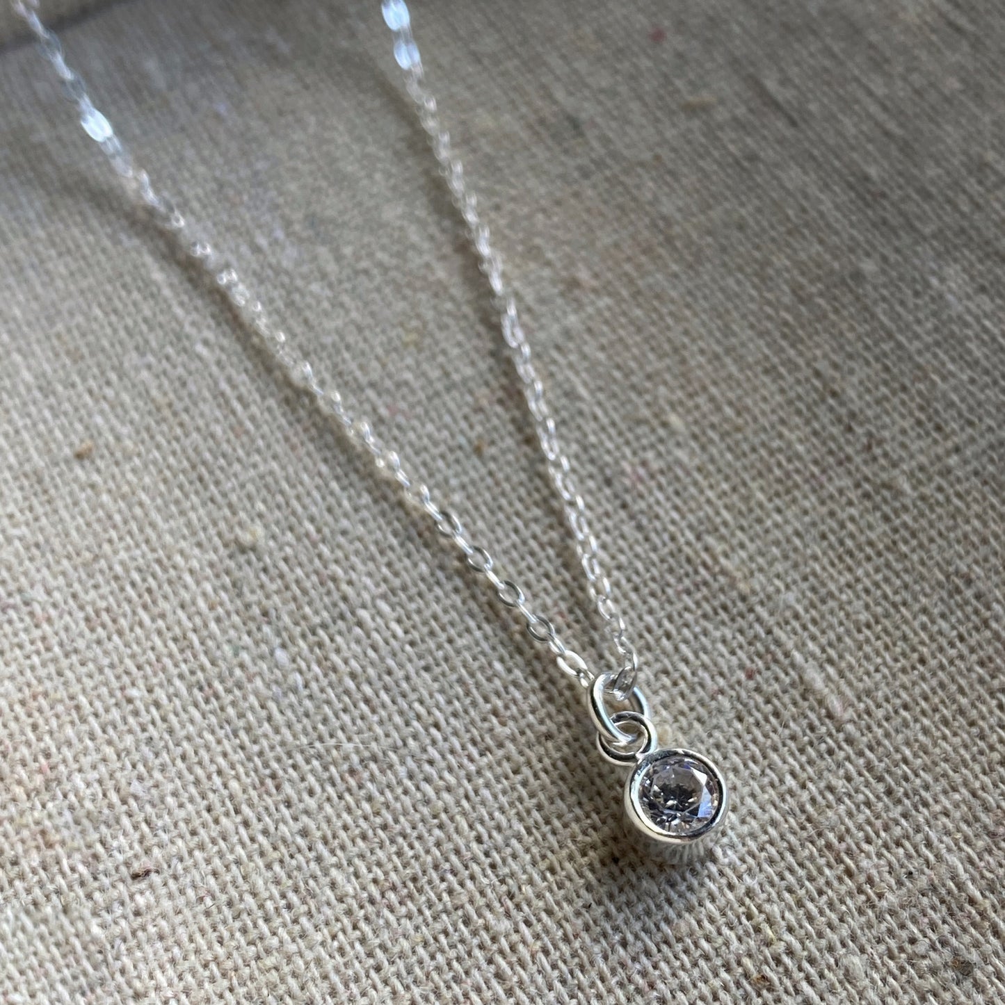 Dainty CZ Bezel Set Sterling Silver Necklace