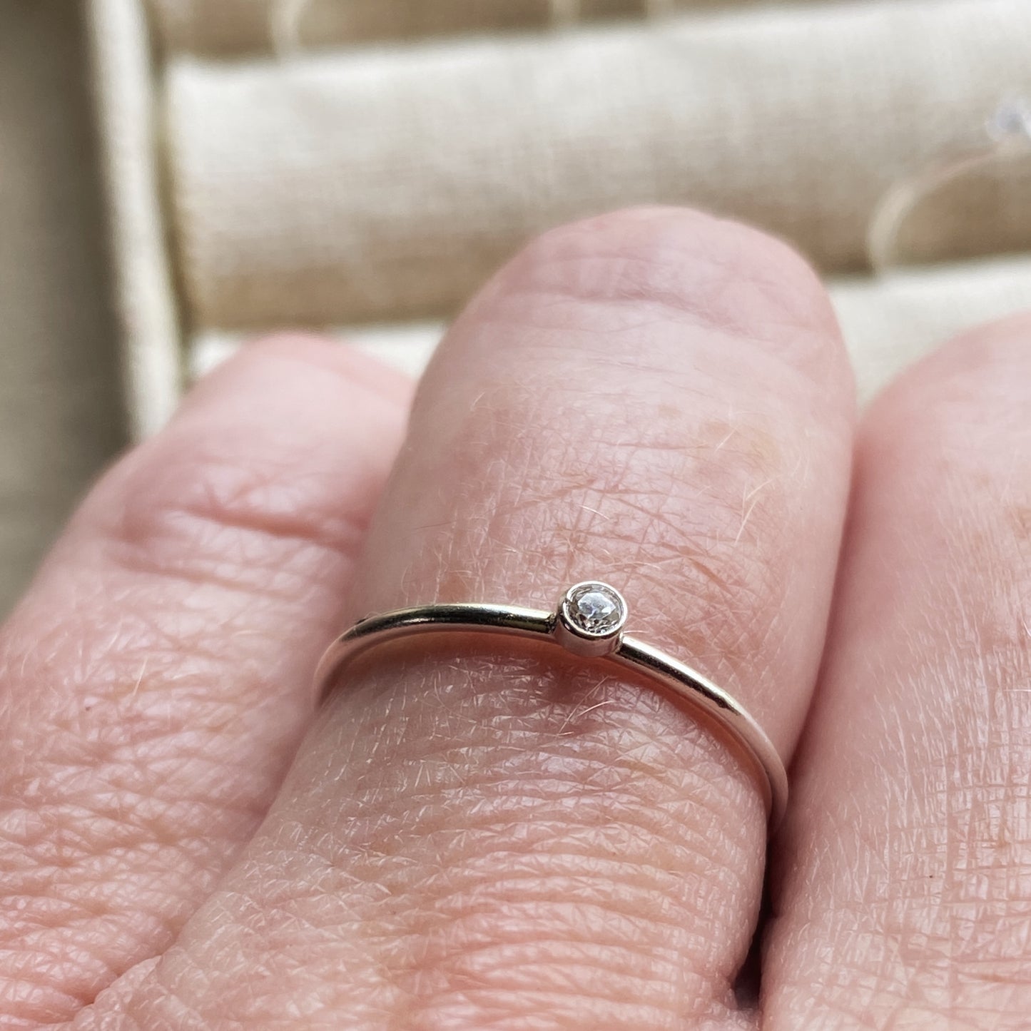 Tiny CZ Stacking Ring 2mm Clear Dainty Everyday Ring