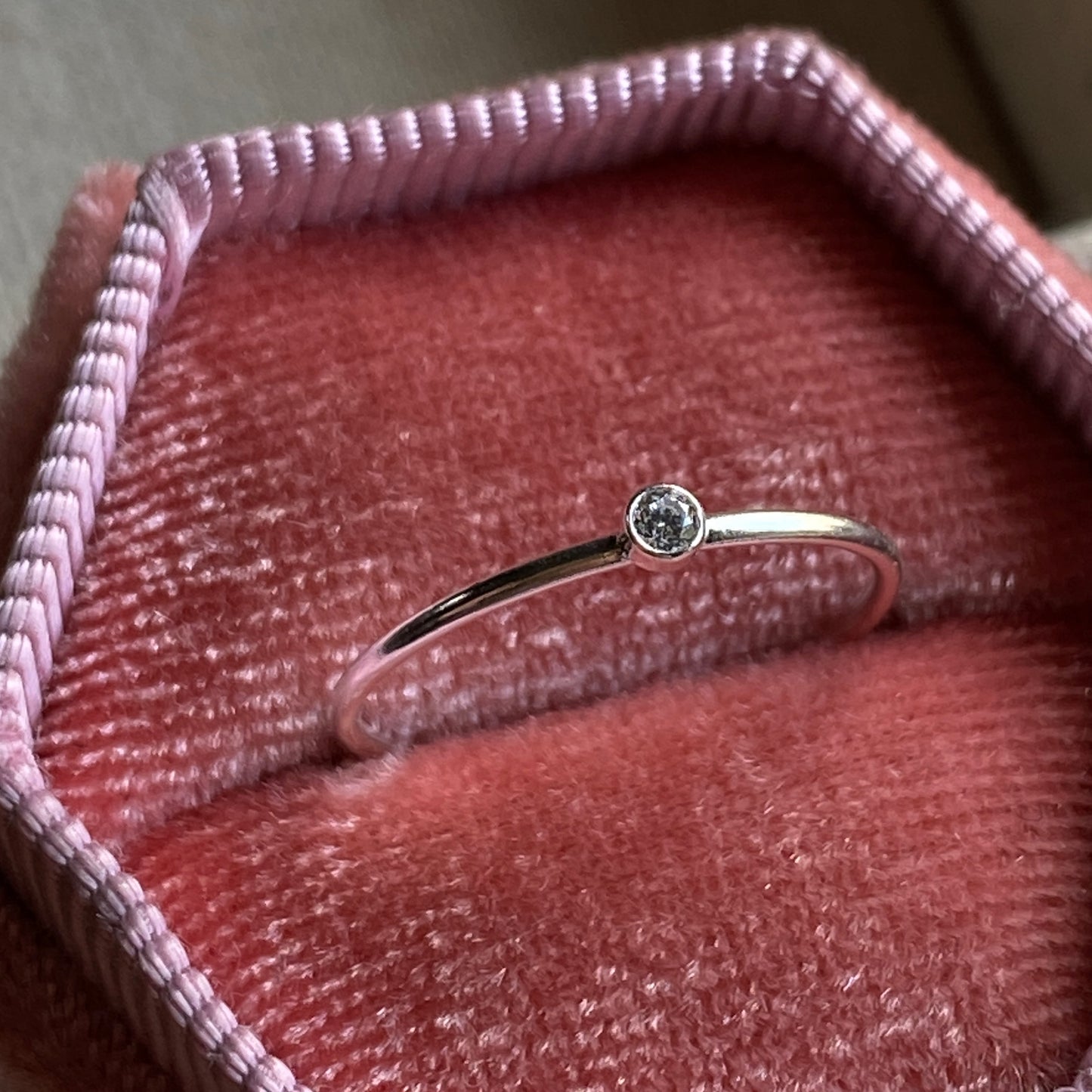 Tiny CZ Stacking Ring 2mm Clear Dainty Everyday Ring