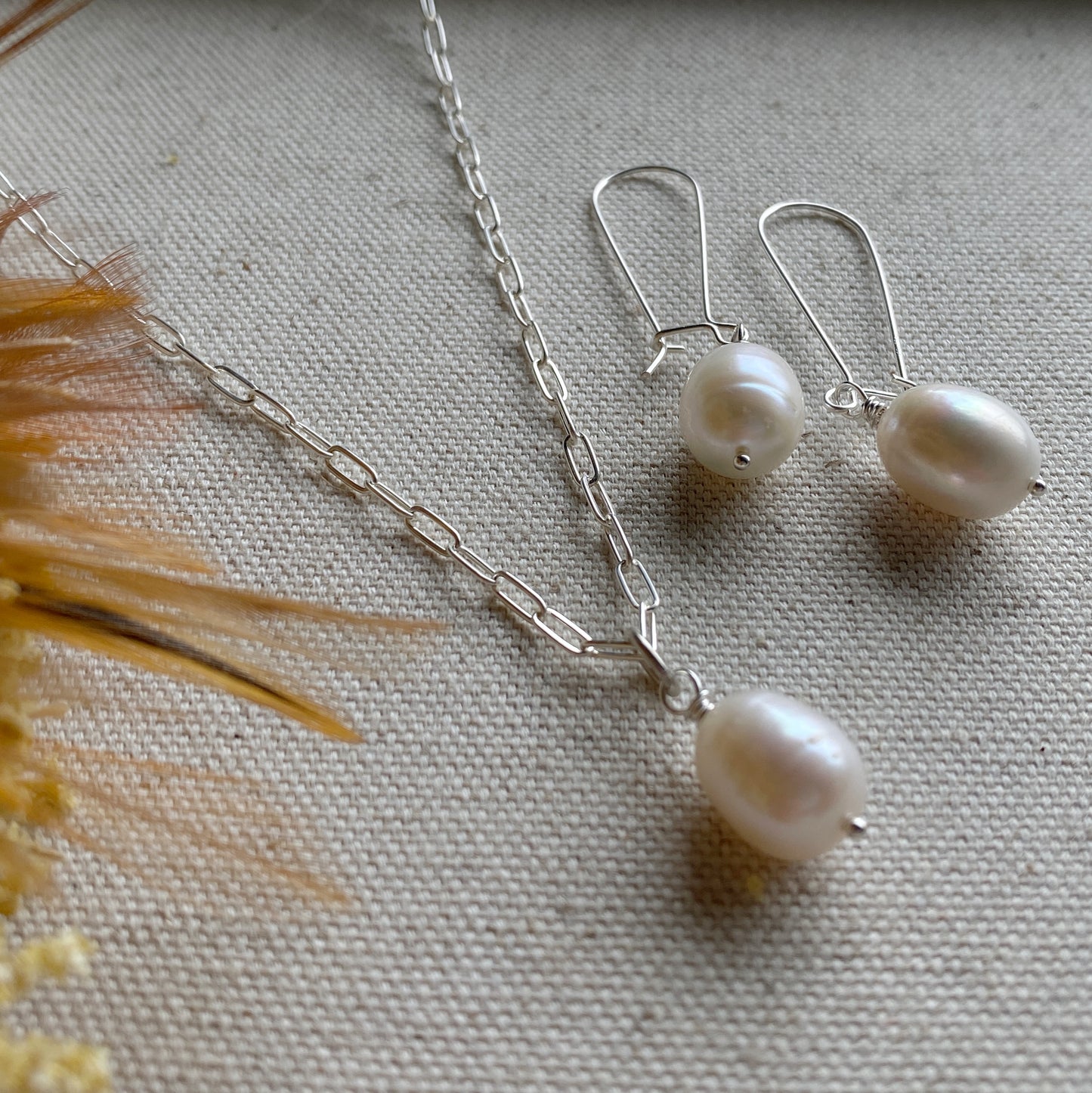 Large Pearl Sterling Silver Earrings