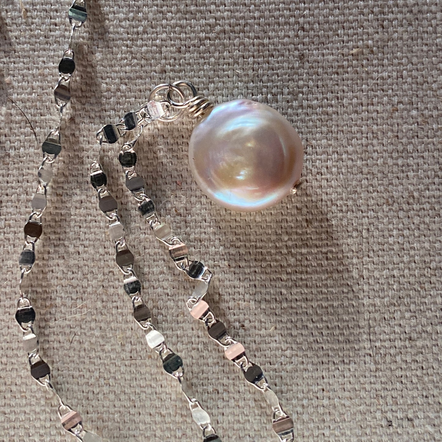 Coin Pearl Necklace Sterling Silver Layering Jewelry