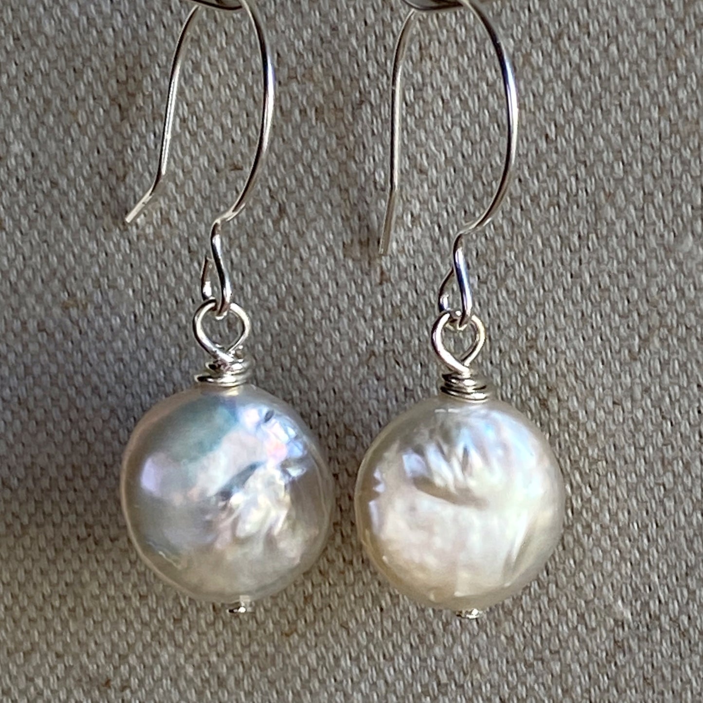 Coin Pearl Earrings Sterling Silver Freshwater Pearl Every Day Jewelry