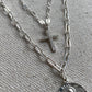 Cross Necklace Sterling Silver Sequin Chain