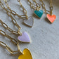 Enamel Heart Chunky Gold Necklace Paperclip Chain Colorful Jewelry