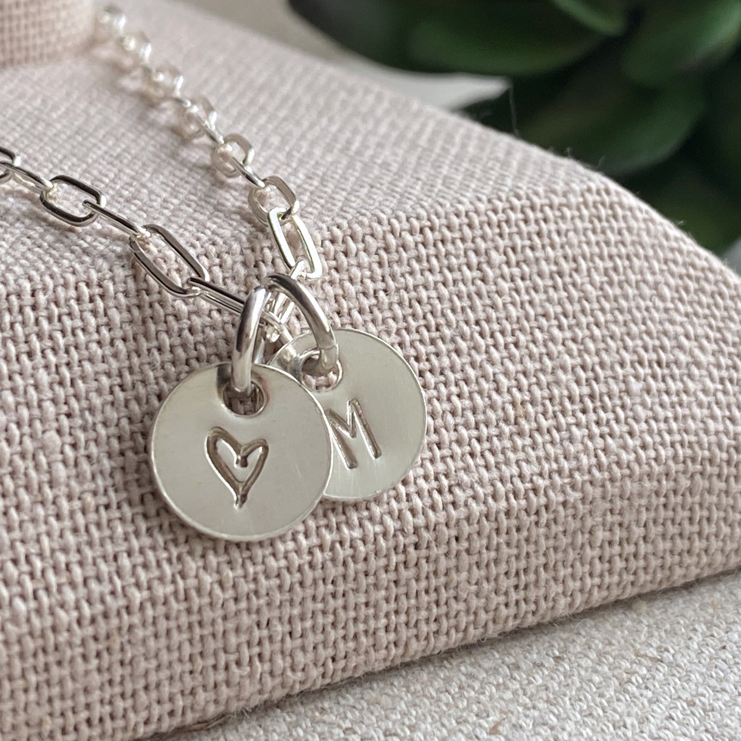 Initial Necklace Paperclip Chain Personalized Sterling Silver