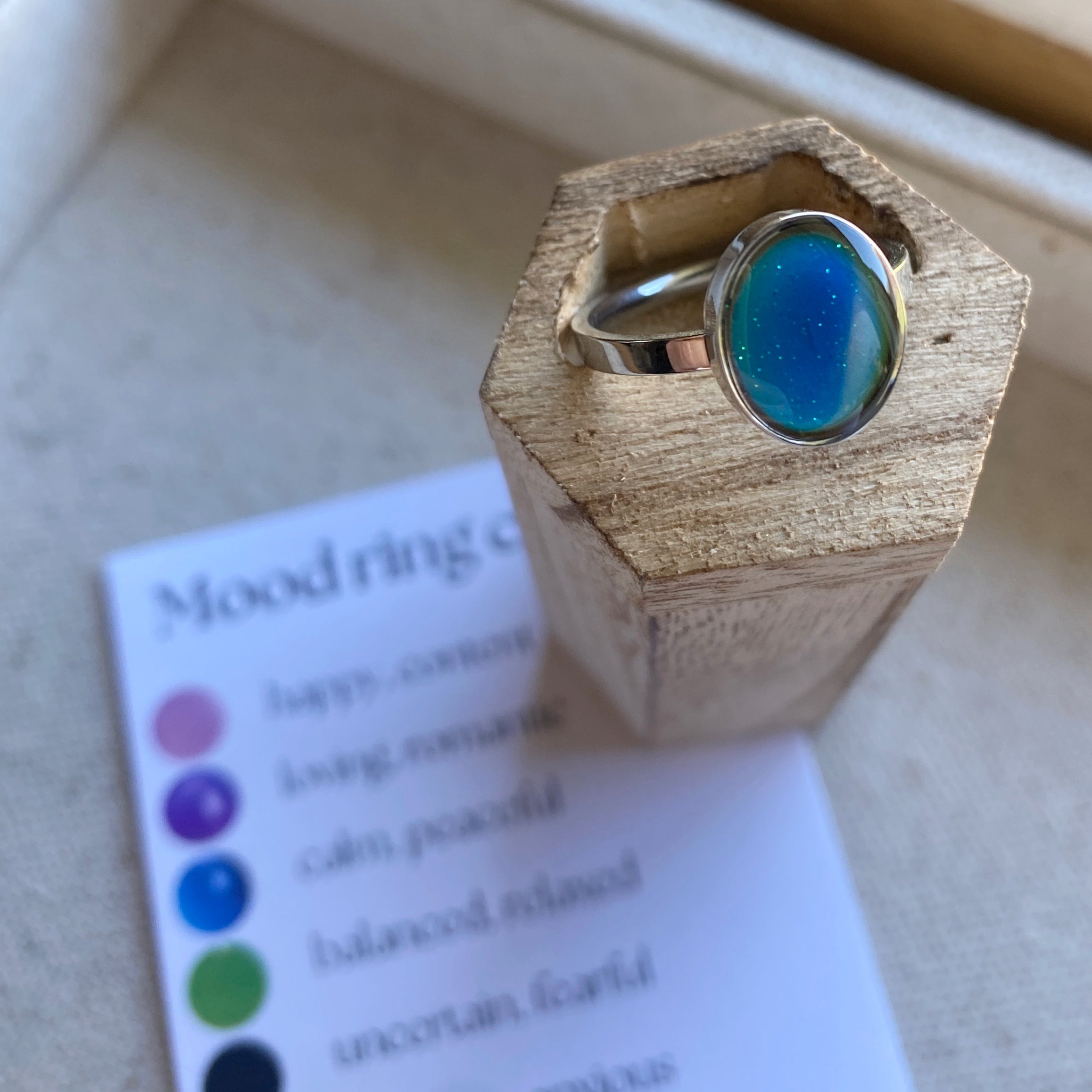 Mood Ring Stainless Steel Silver or Gold Color Changing Moodstone Ring