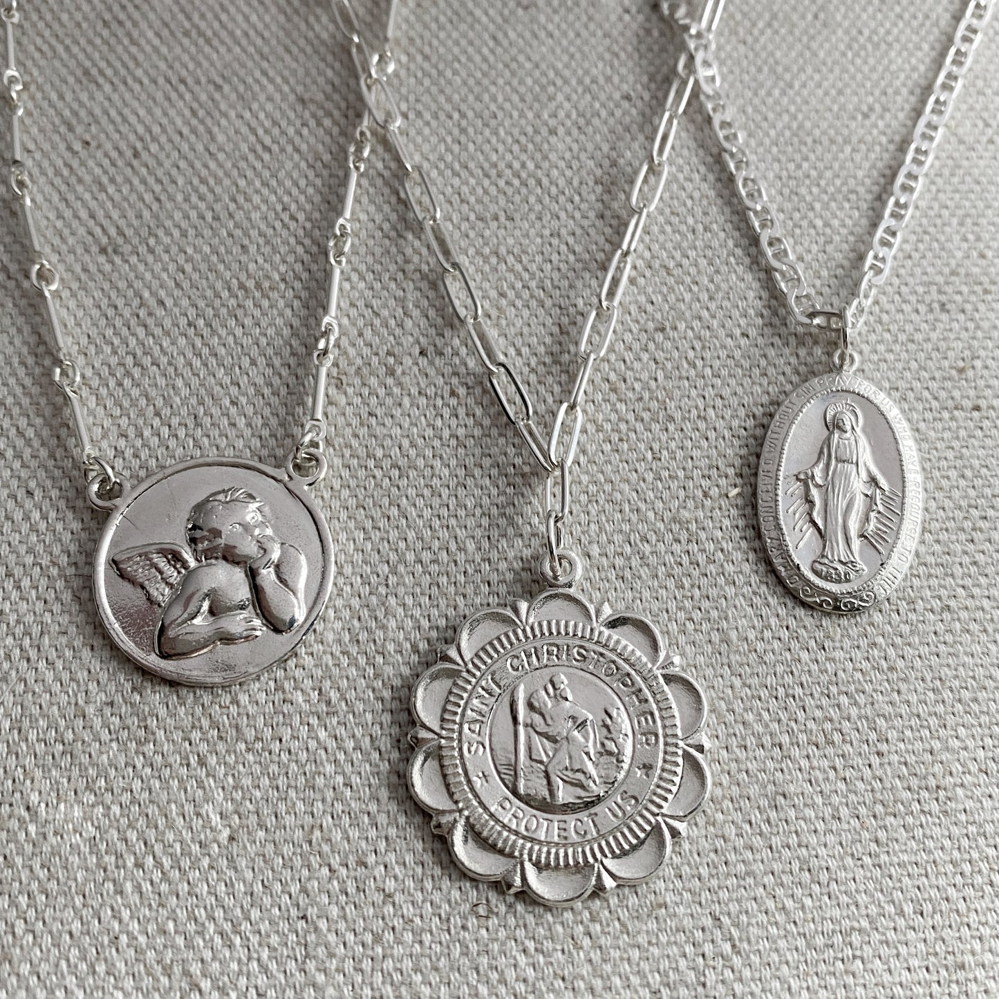 St. Christoper Medal Necklace Silver Faith Protection Gift