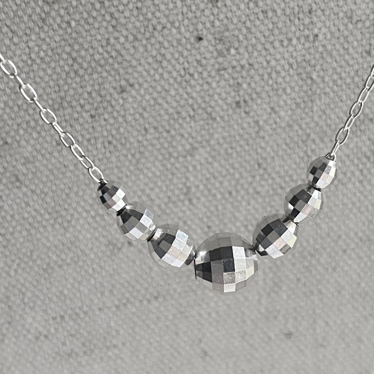 Sterling Silver Faceted Beads Sparkly Necklace