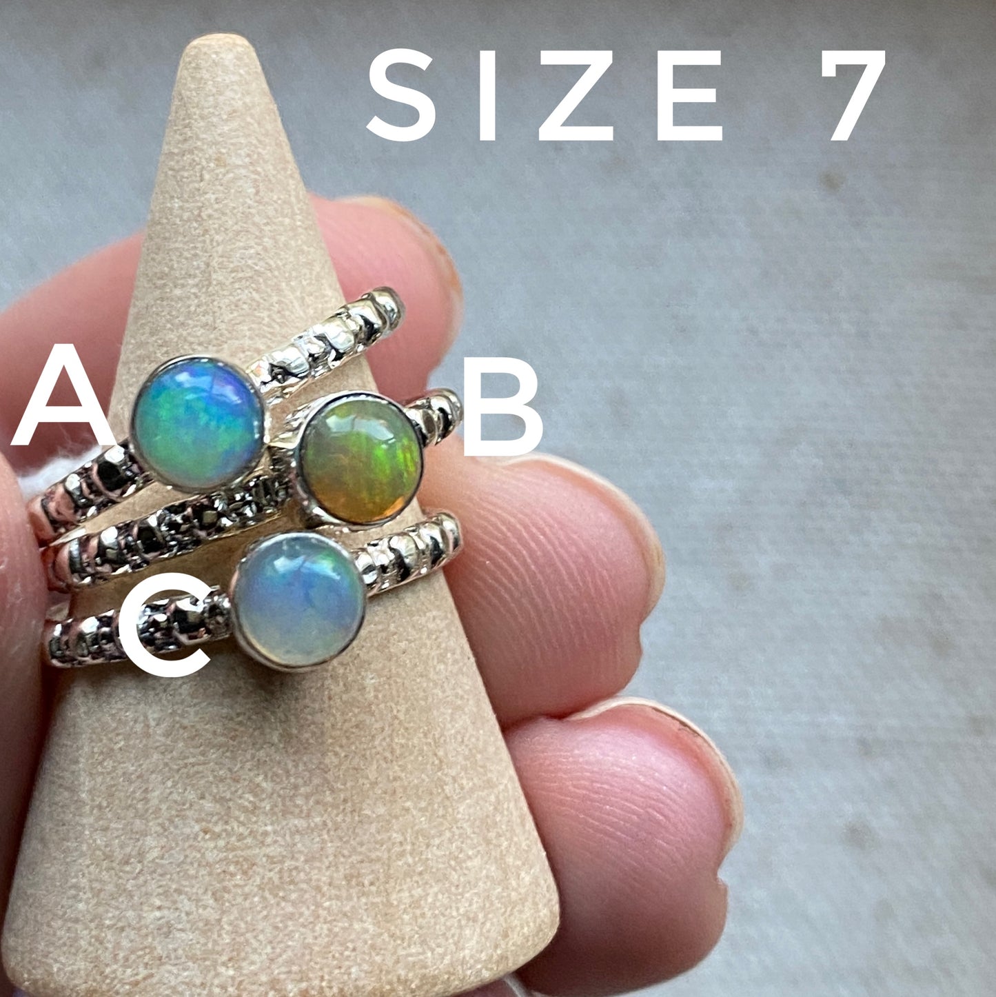 Opal Stacking Ring 5mm Natural Opal + Sterling Silver Rings